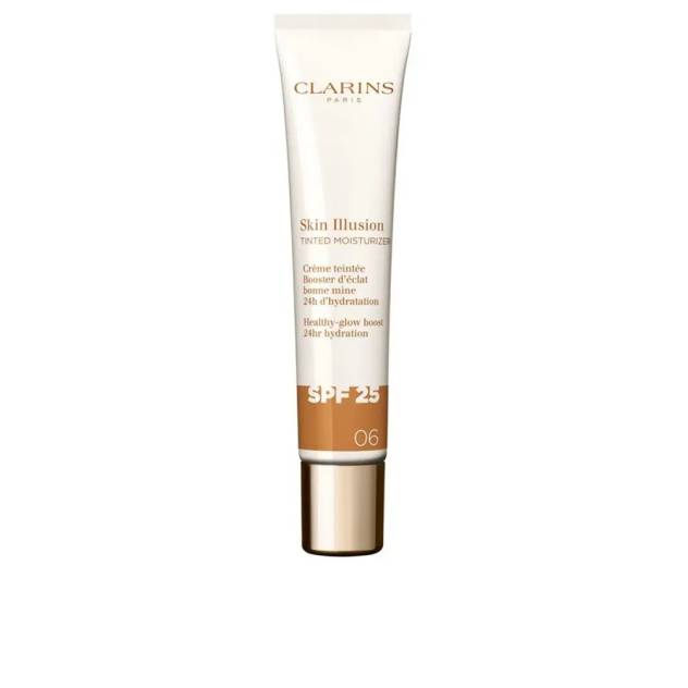 Crema faciala nuantatoare cu efect anti-imbatranire CLARINS SKIN ILLUSION TINTED MOISTURIZER SPF25 06 40 ml Crema faciala nuantatoare cu efect anti-imbatranire CLARINS SKIN ILLUSION TINTED MOISTURIZER SPF25 06 40 ml